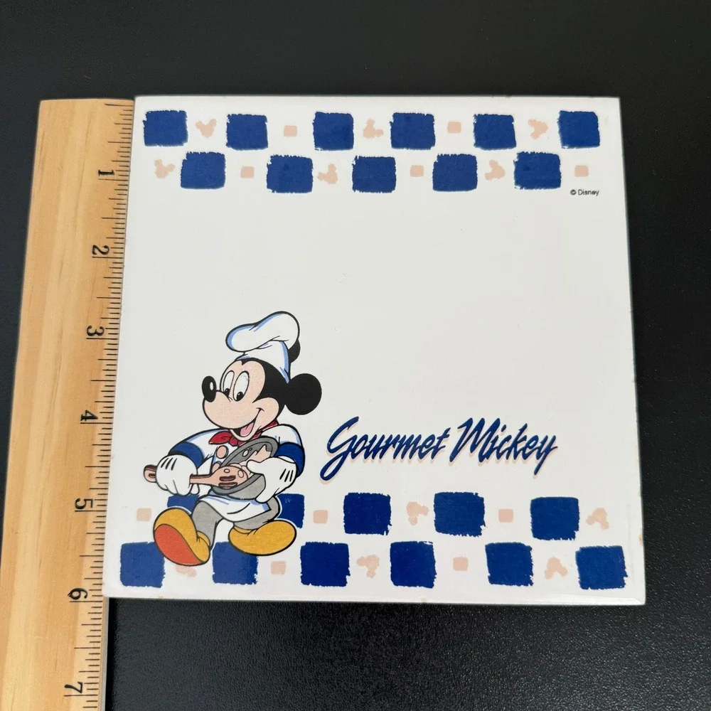 Vintage Disney‎ Gourmet Mickey Ceramic Tile Trivet Hot Plate Kitchen Decor